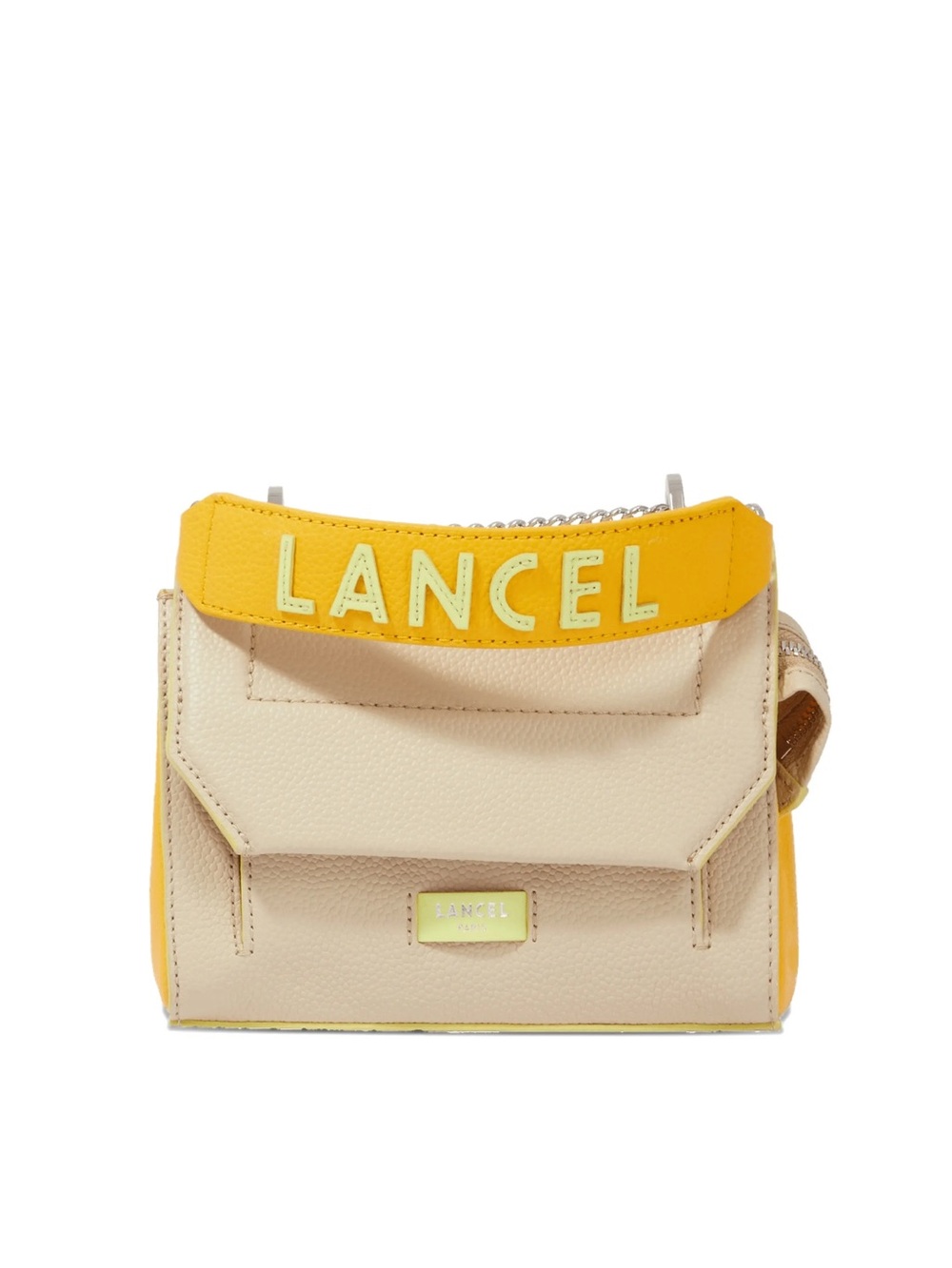 LANCEL Two-Tone Cream & Yellow Leather Crossbody Bag